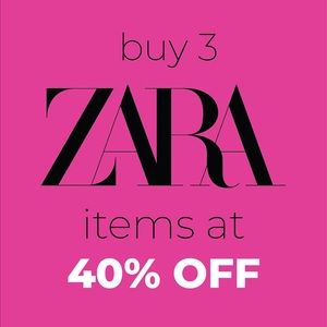 Buy any 3 Zara items from my closet at 40% off.